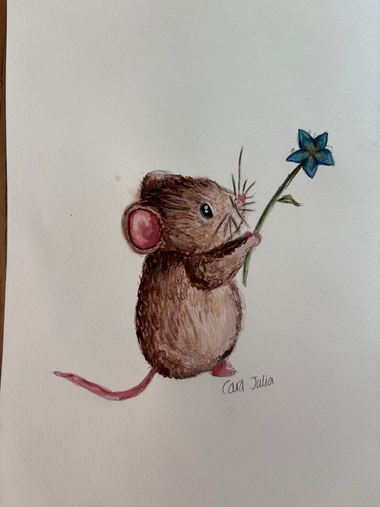 Original shimmer watercolour mouse painting