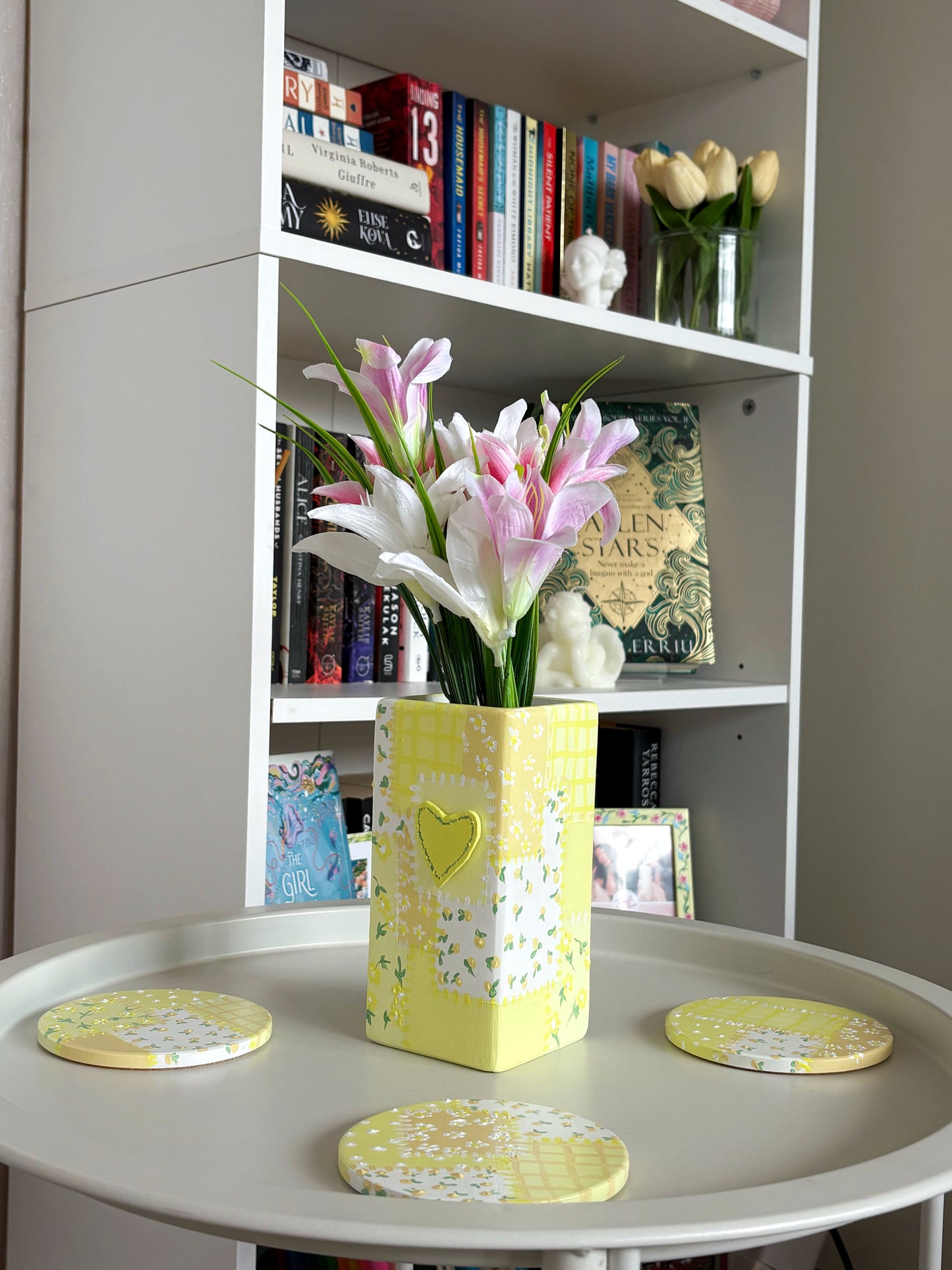 Pastel hand painted patchwork coasters