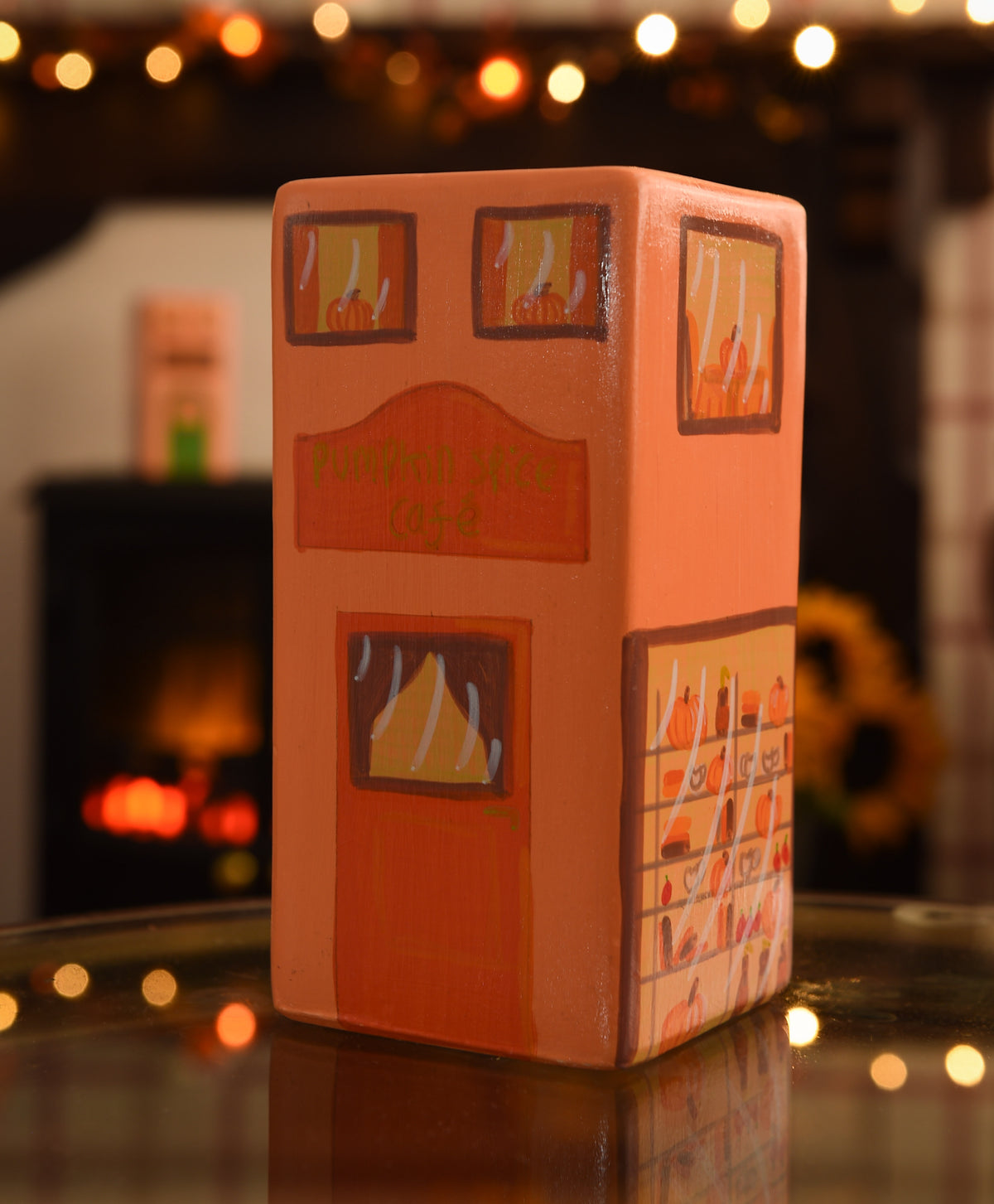 Autumn Pumpkin Spice Café Hand Painted Vase