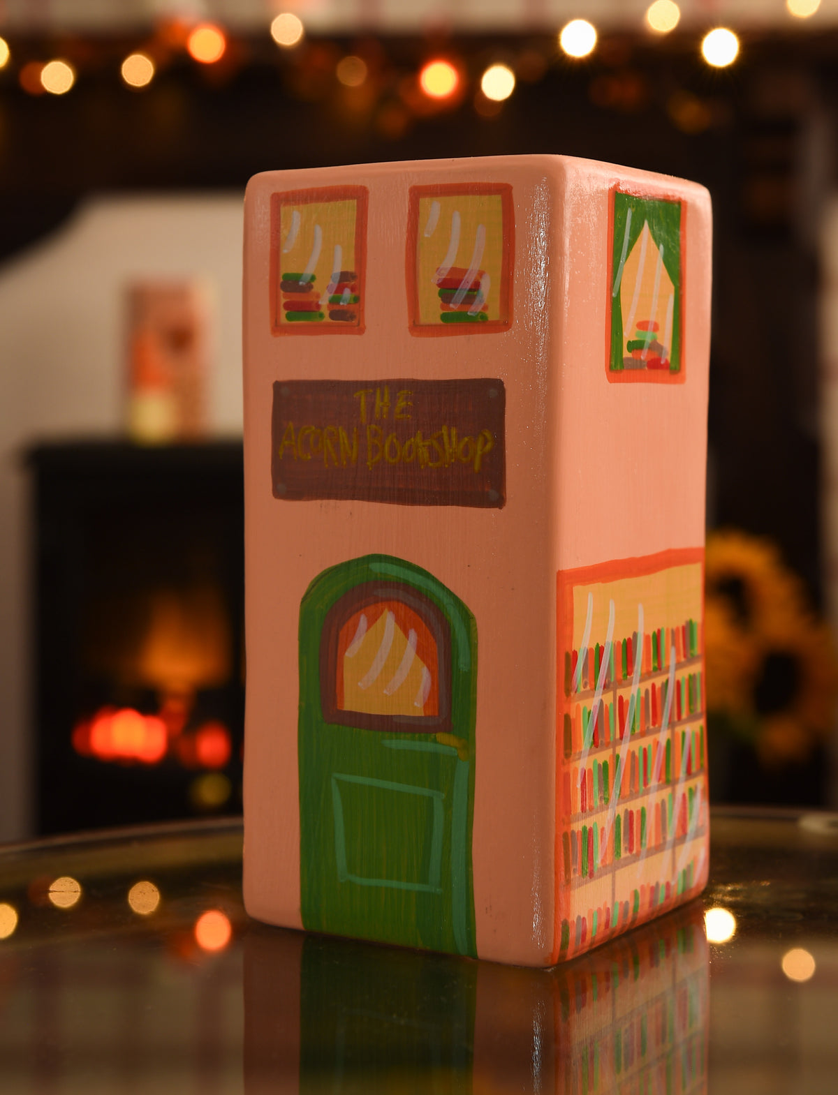 Autumn Acorn Book Shop Hand Painted Vase