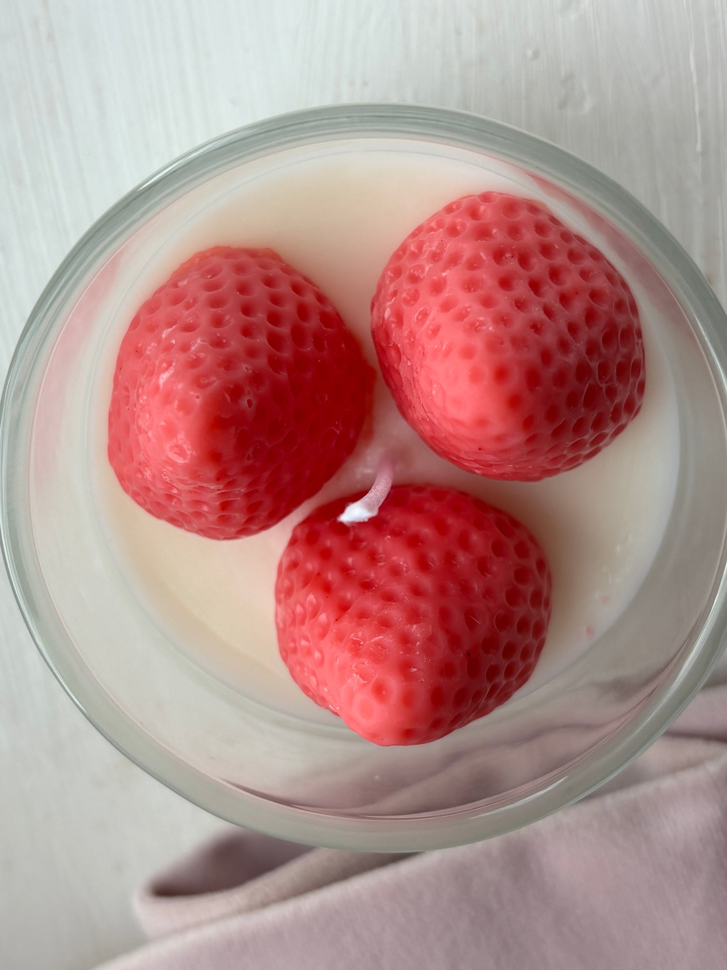 Strawberry Cake Candle in Red and White