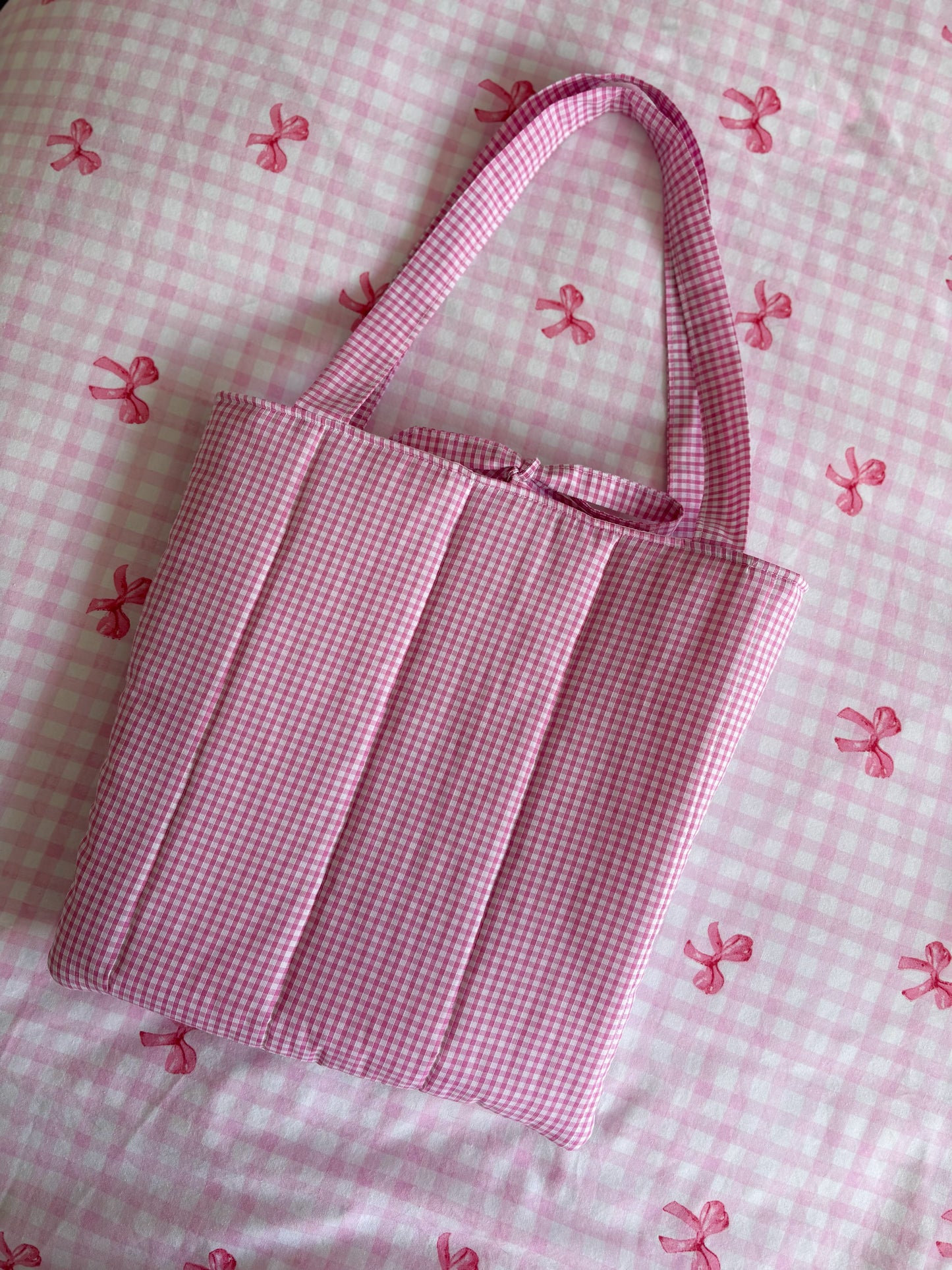 Floral Patchwork Quilted Tote Bag with Gingham