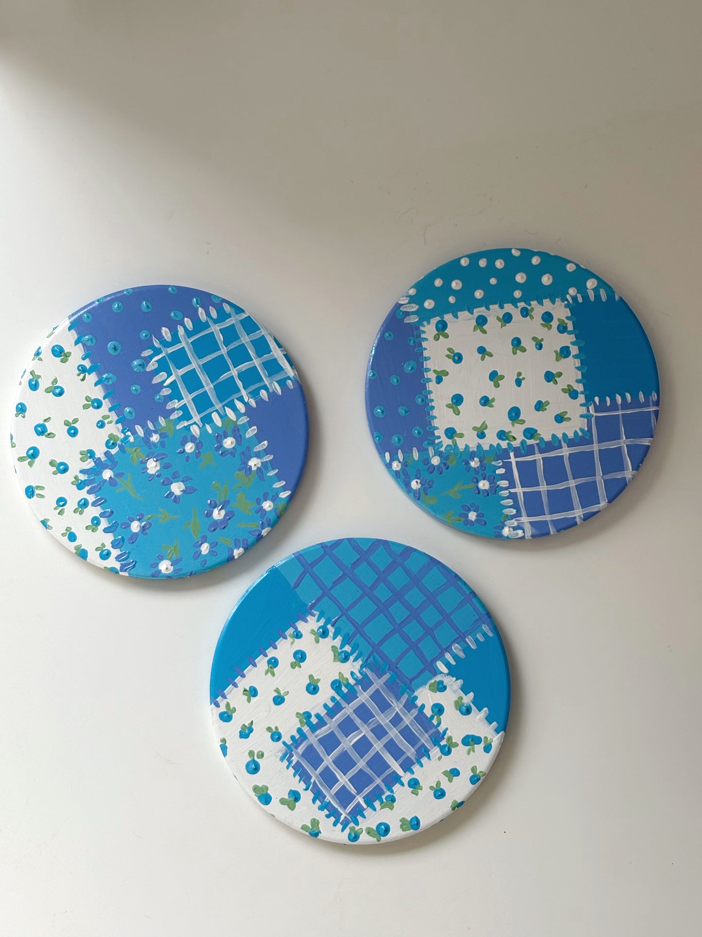 Pastel Patchwork Vase and Coaster Set, With Clay appliqué heart