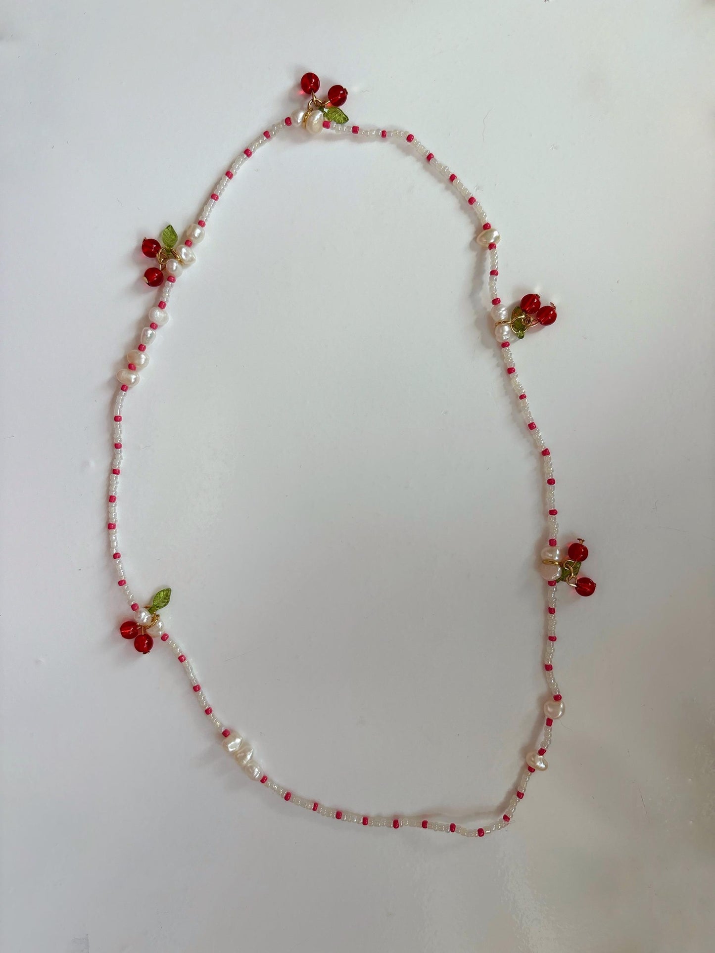 Cherry Red and White Pearl Waist Beads Waist Chain