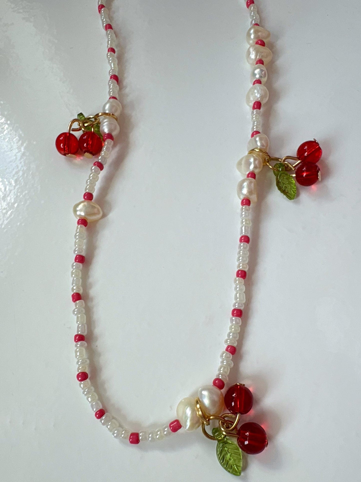 Cherry Red and White Pearl Waist Beads Waist Chain