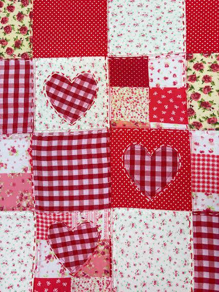 Handmade Red Heart Patchwork Cushion
