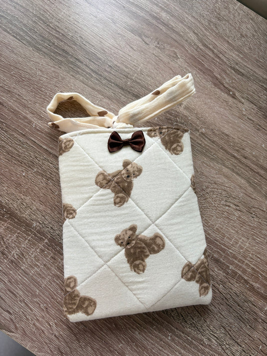 Teddy bear cream and brown quilted kindle sleeve