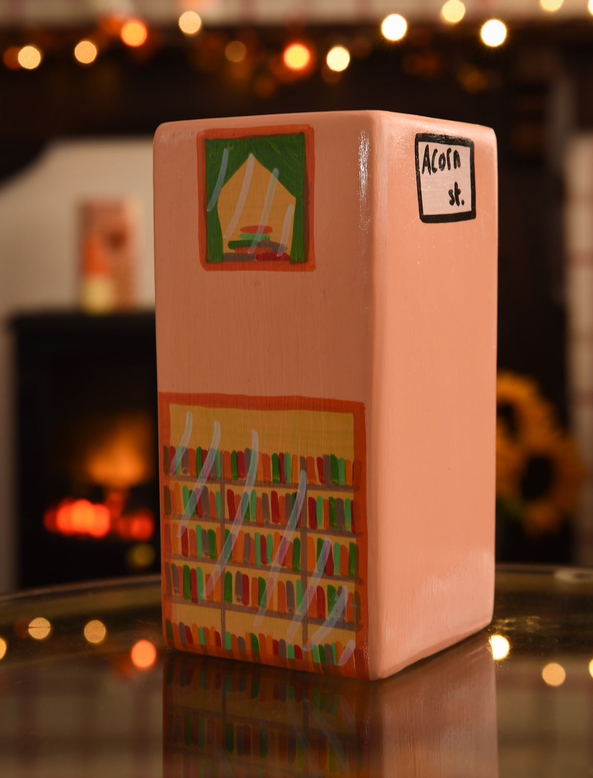 Autumn Acorn Book Shop Hand Painted Vase