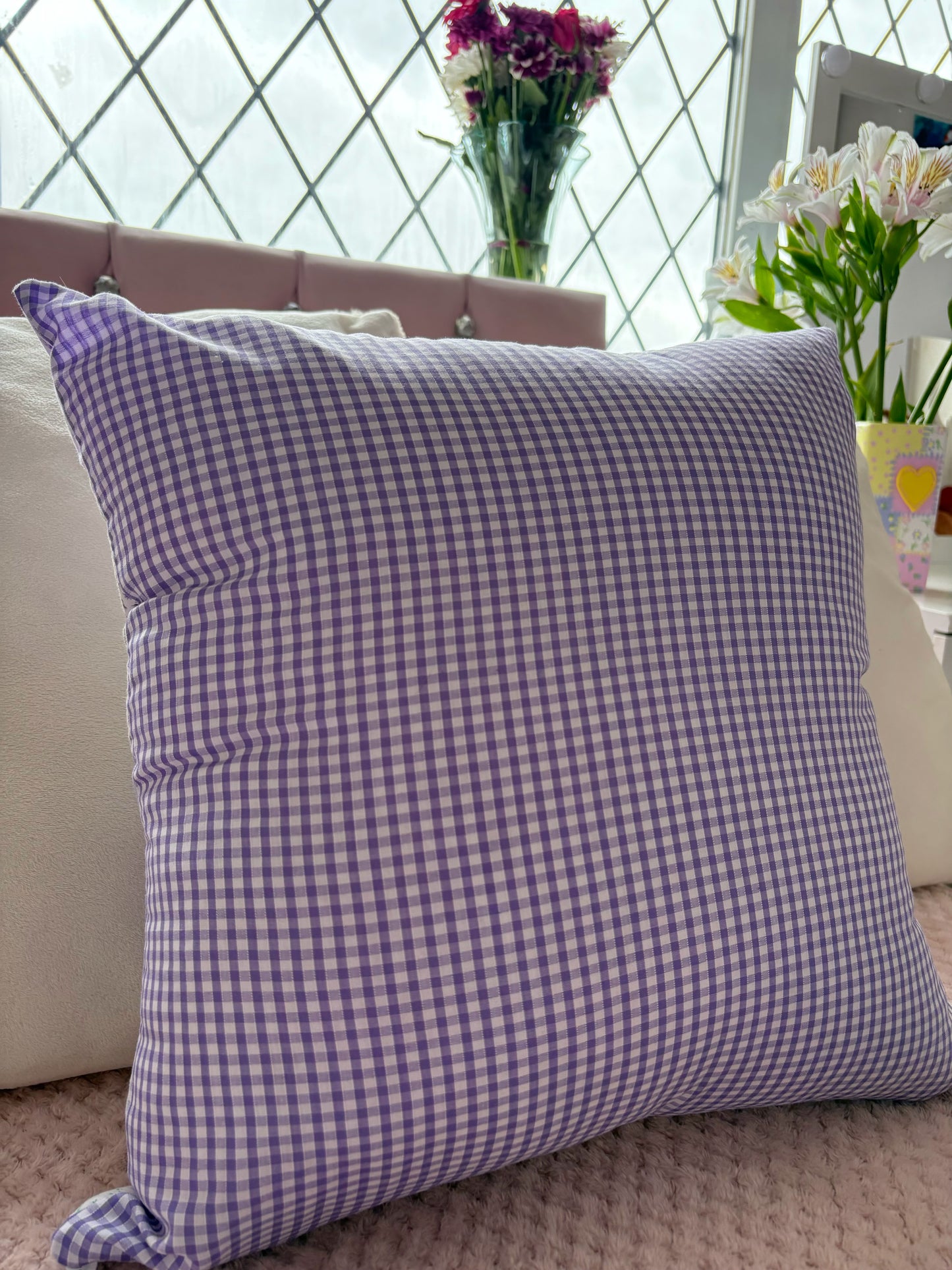 Handmade Heart Appliqué Patchwork Cushion