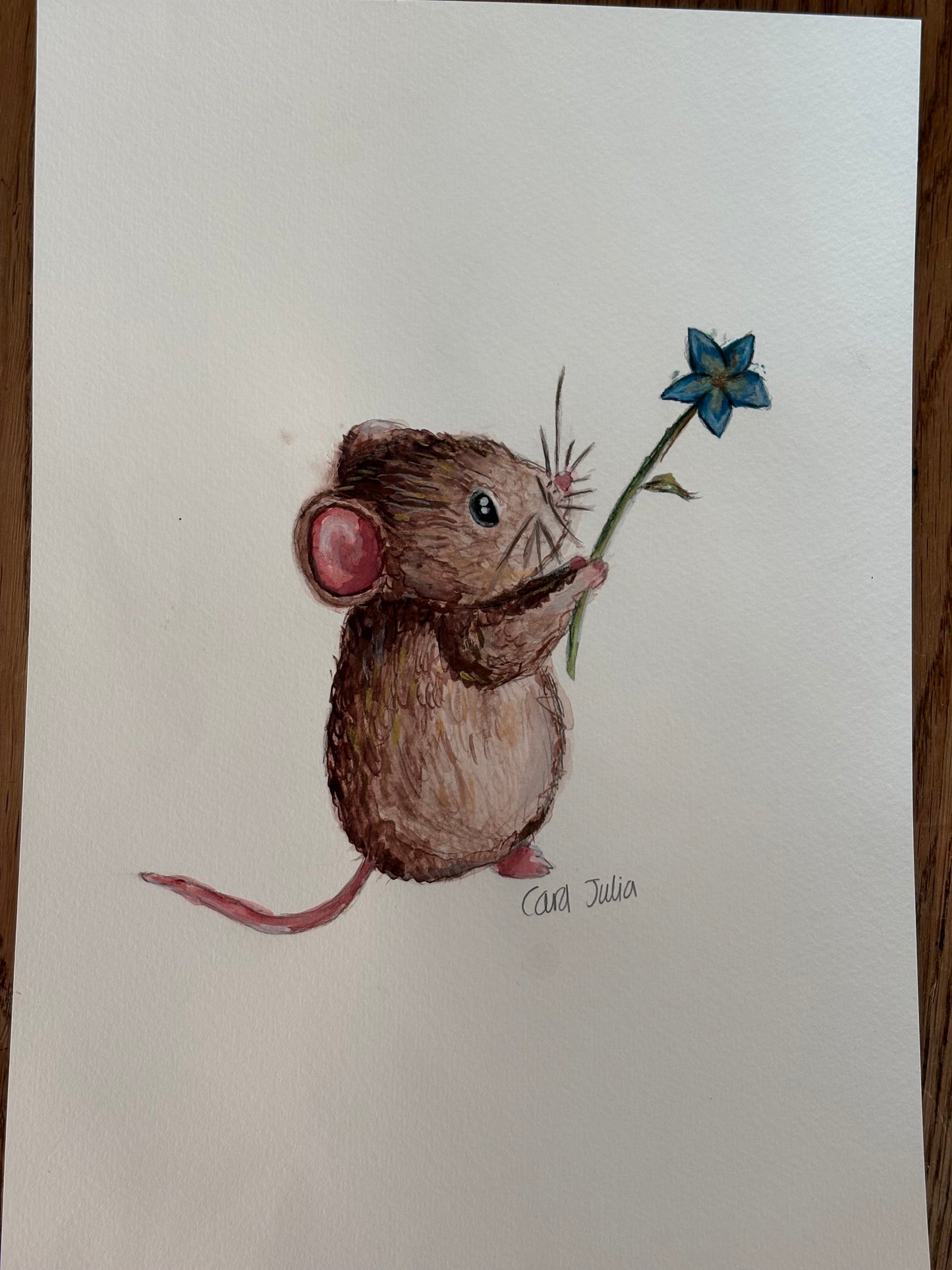 Original shimmer watercolour mouse painting