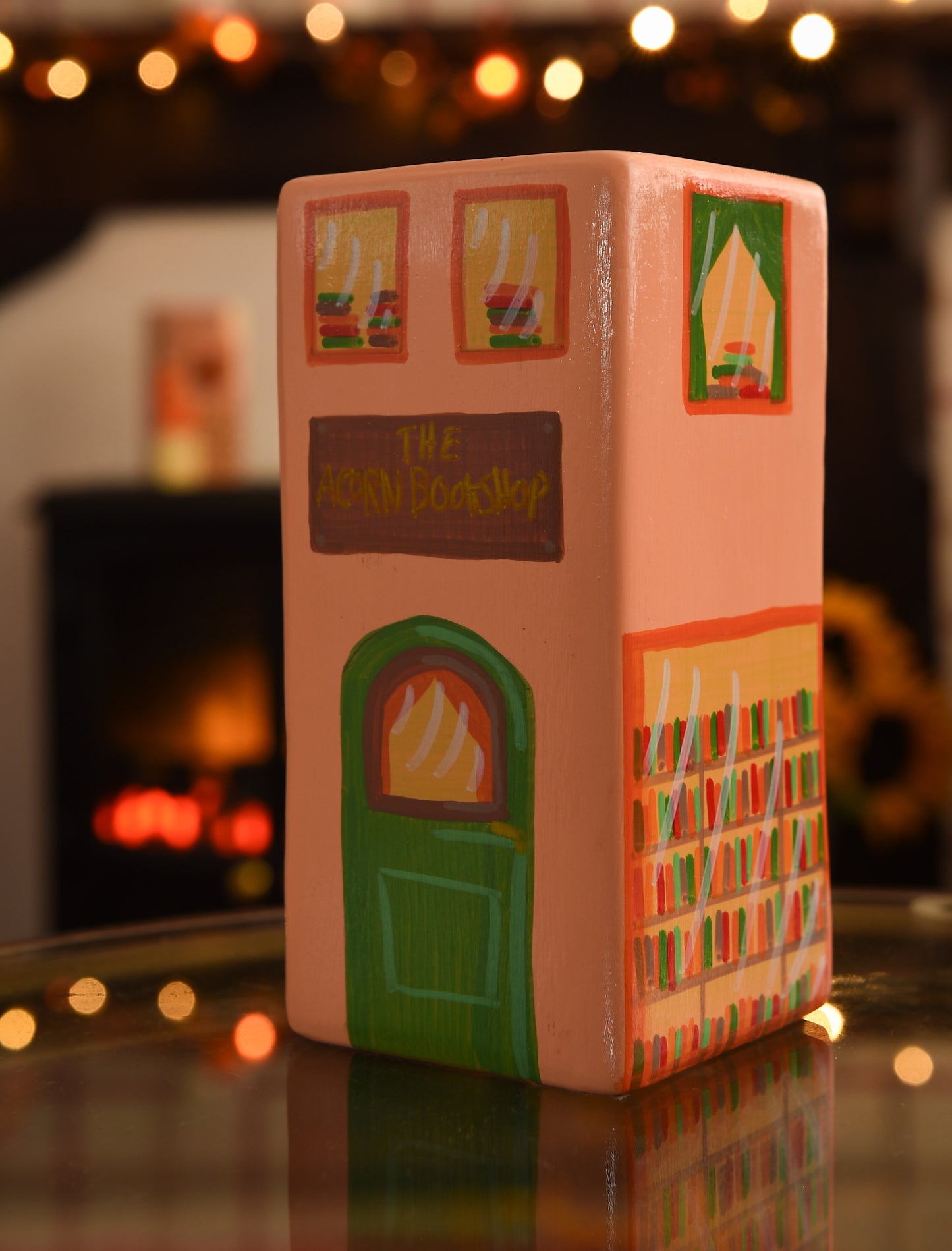 Autumn Acorn Book Shop Hand Painted Vase