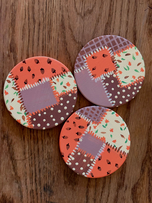 Autumn hand painted patchwork coasters