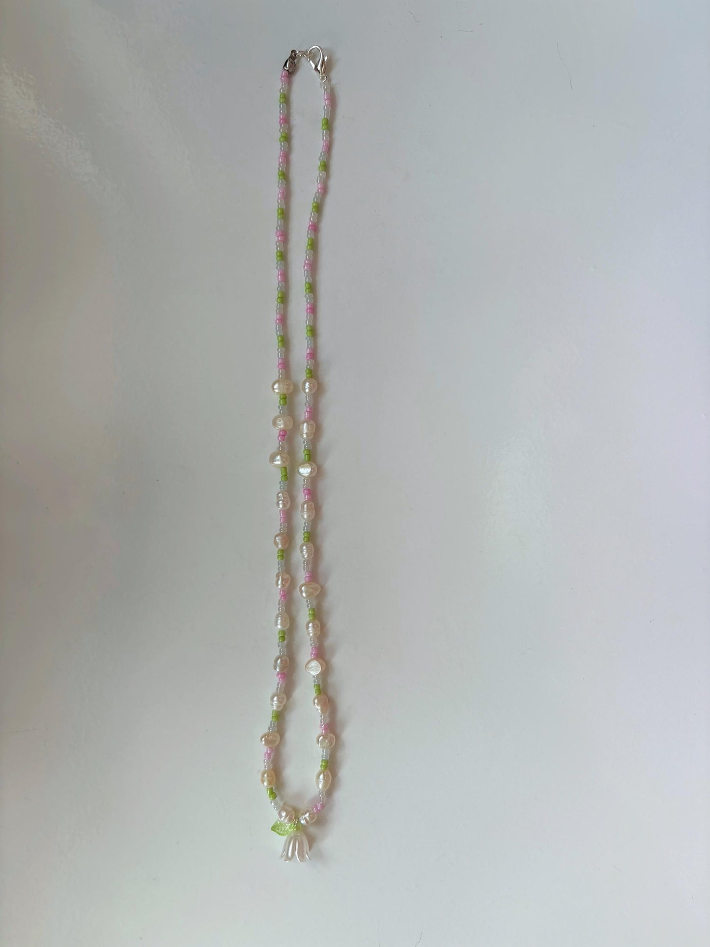 Pearl Beaded Flower Pastel Necklace