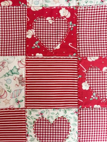 Handmade Red Christmas Patchwork Cushion