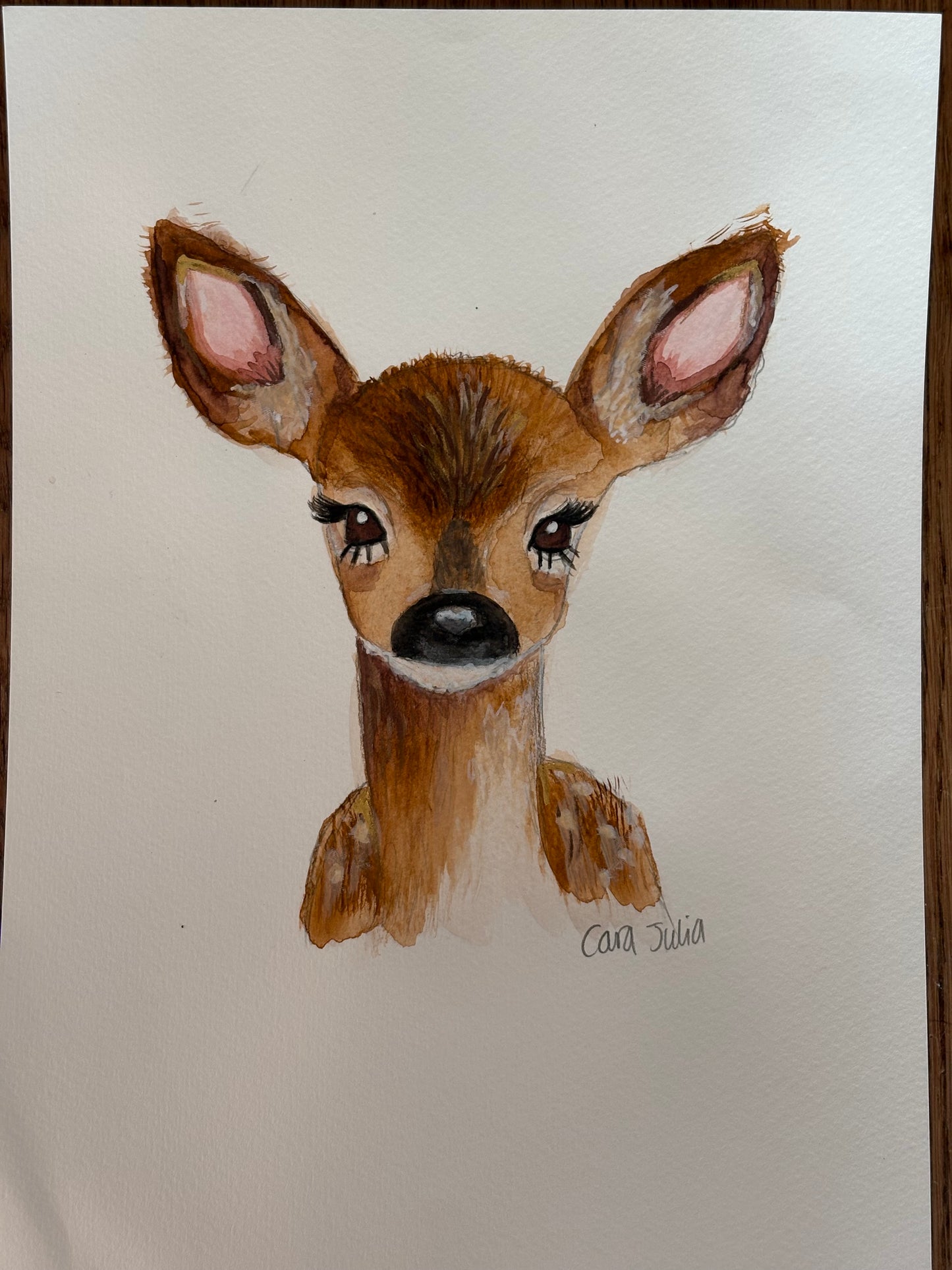 Original shimmer watercolour deer painting
