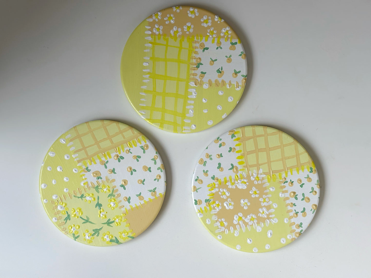 Pastel hand painted patchwork coasters
