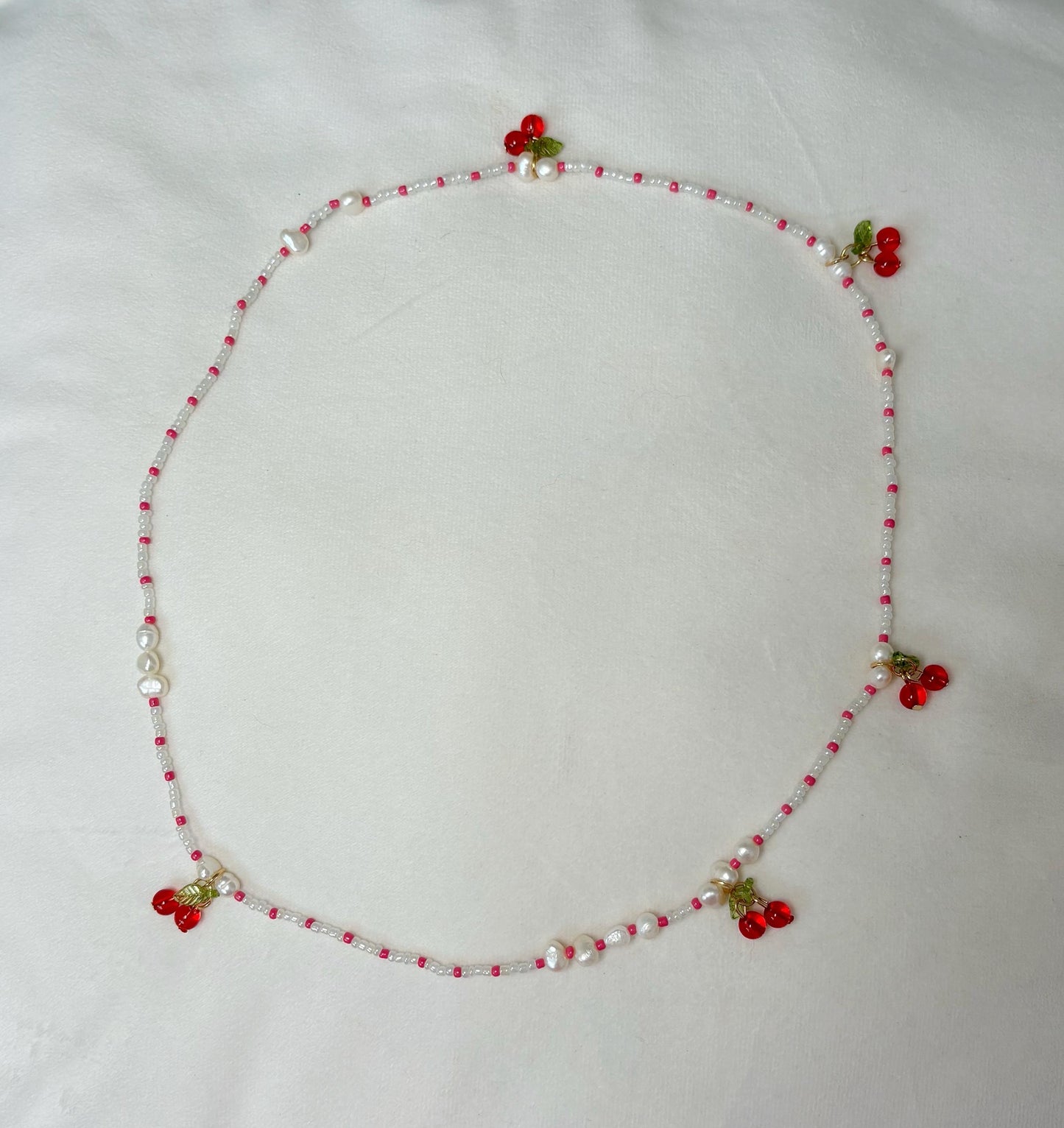 Cherry Red and White Pearl Waist Beads Waist Chain