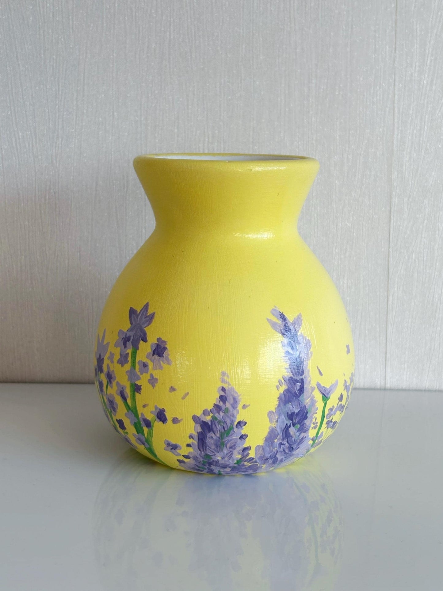 One of a Kind Yellow Floral Hand Painted Vase