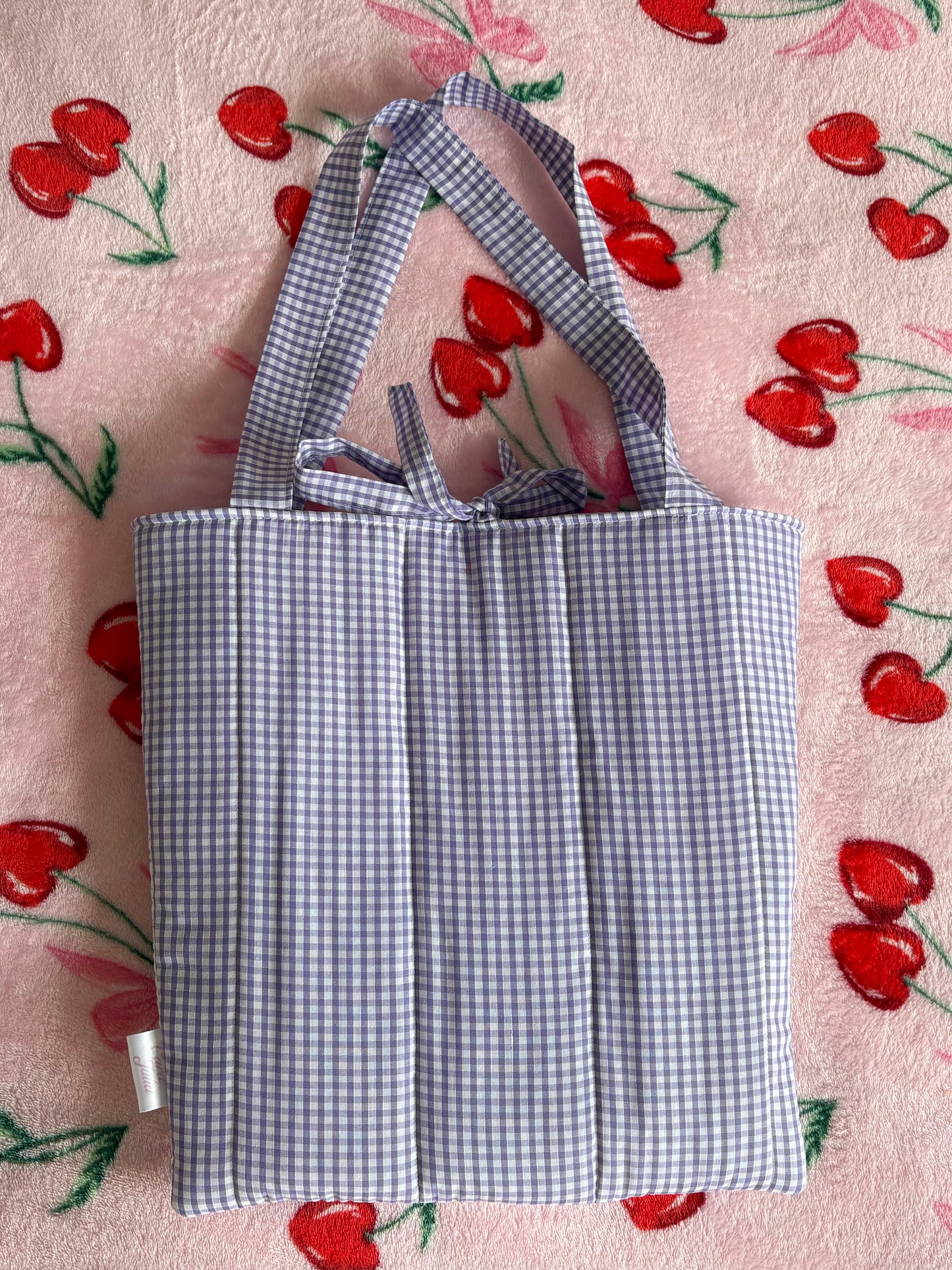 Floral Patchwork Quilted Tote Bag with Gingham