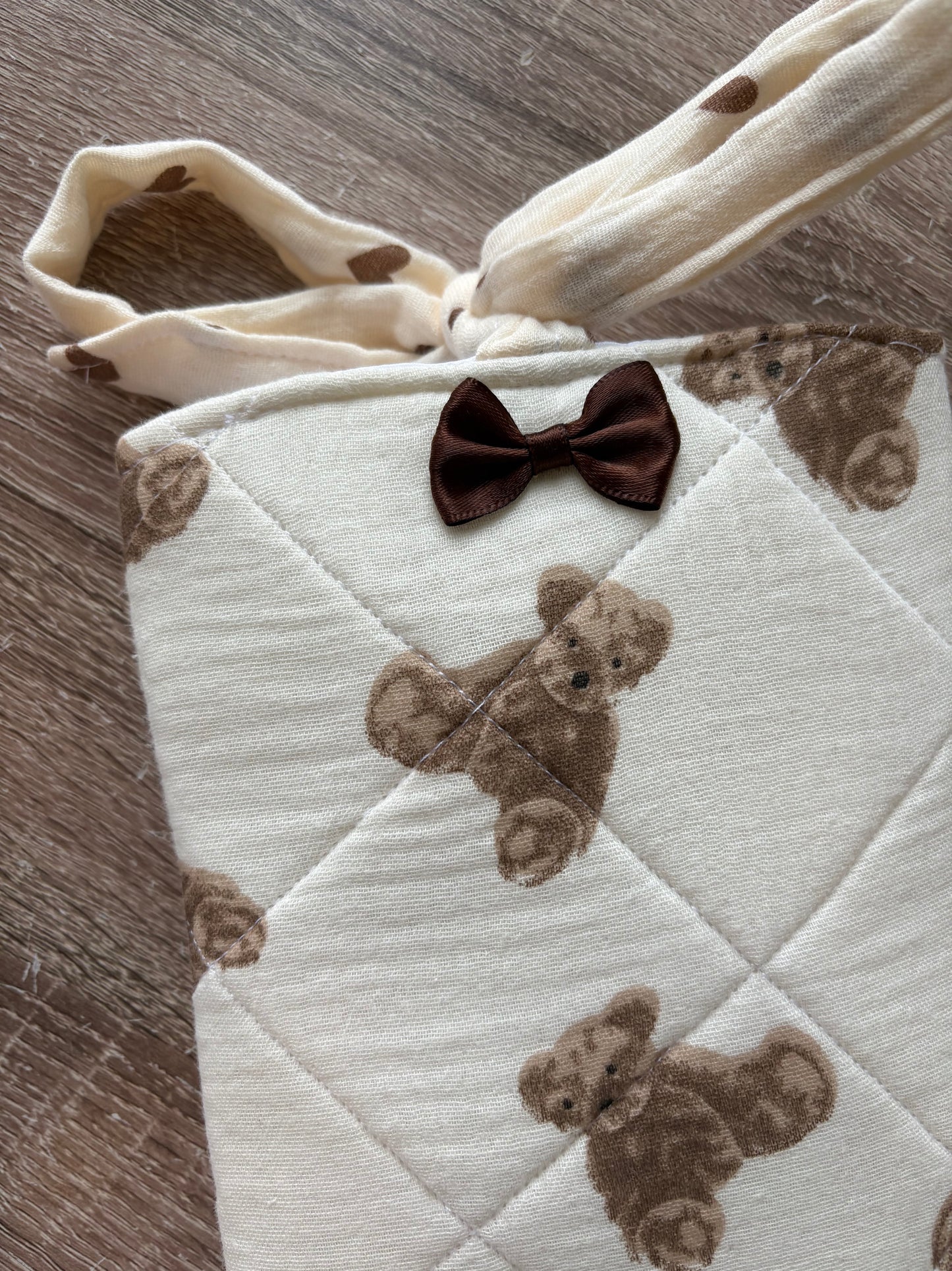 Teddy bear cream and brown quilted kindle sleeve