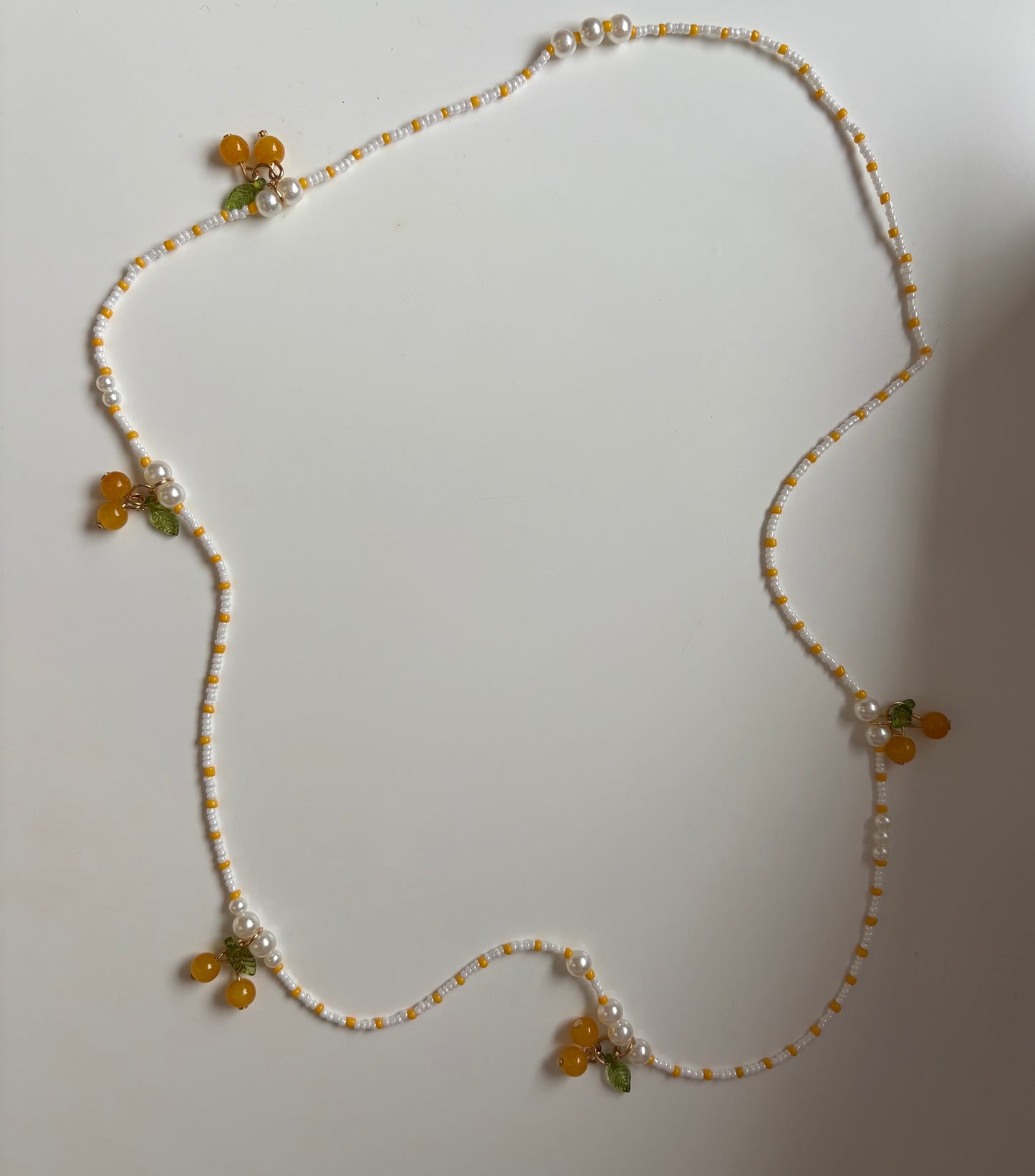 Lemon Yellow and White Pearl Waist Beads Waist Chain