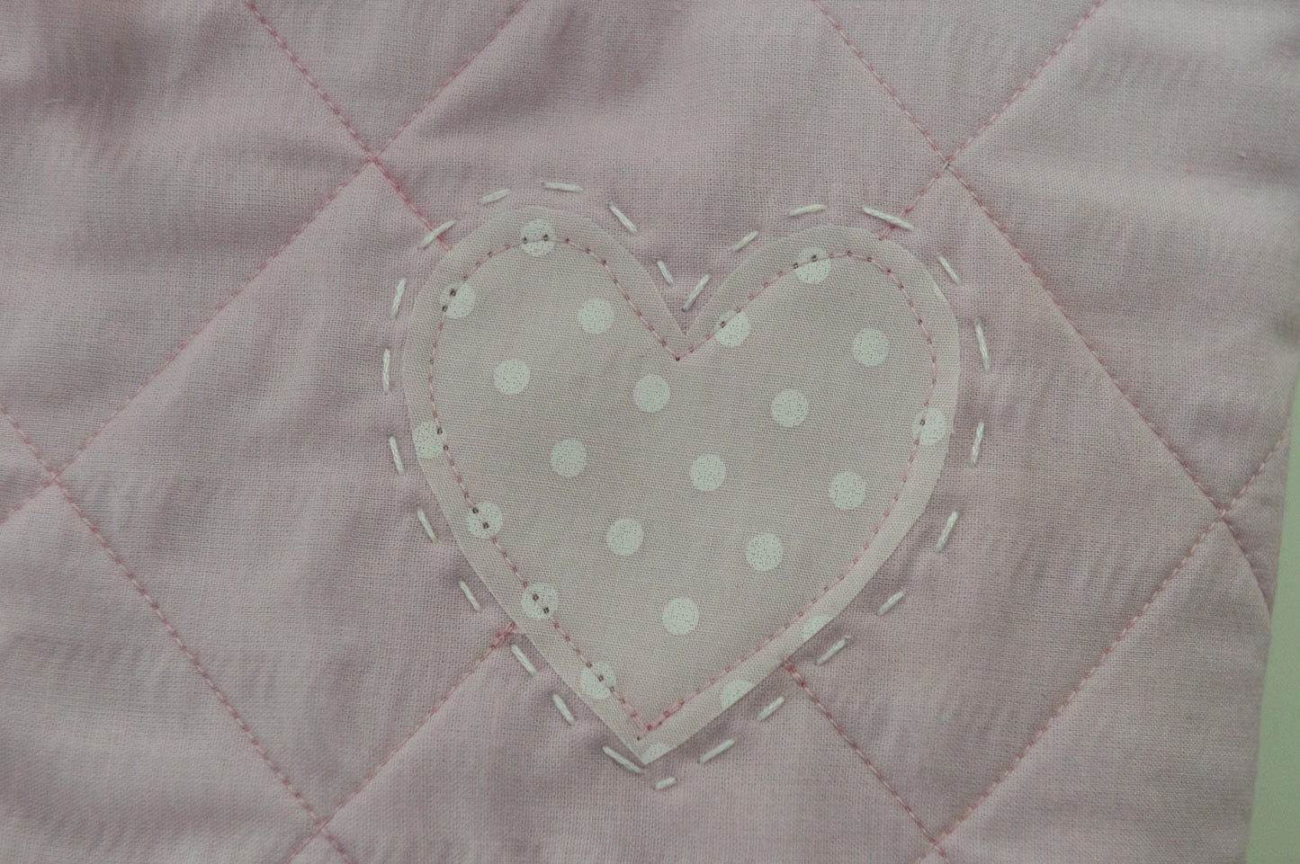 Pink Polka Dot Quilted Heart Appliqu̬ Tote Bag