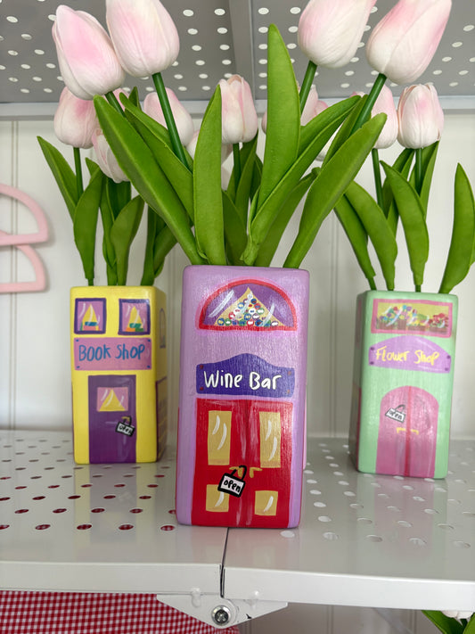 One of a Kind Lilac Purple Wine Bar Shop Hand Painted Vase