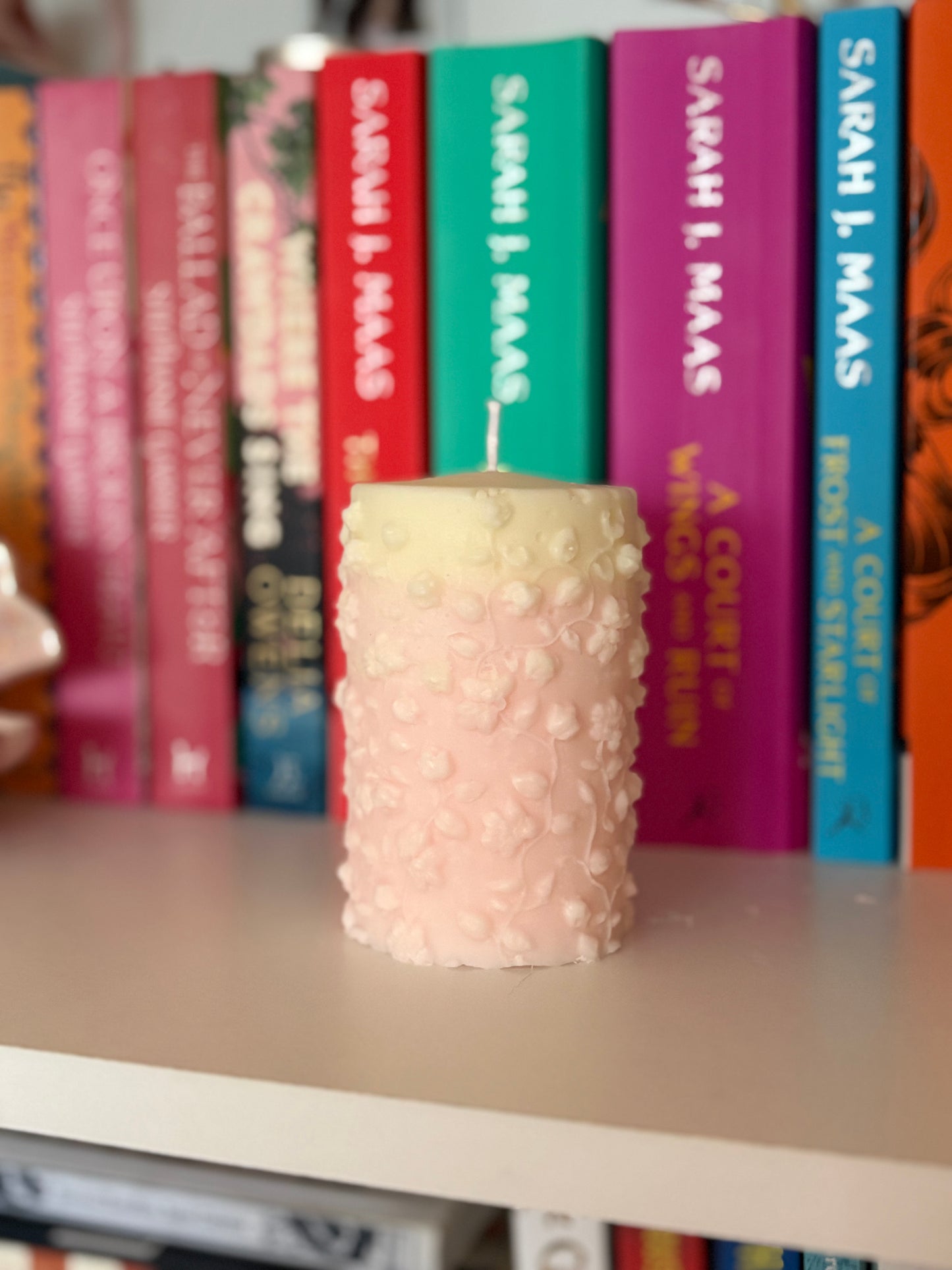 Cherry Blossom and Plum Floral Pillar Candles