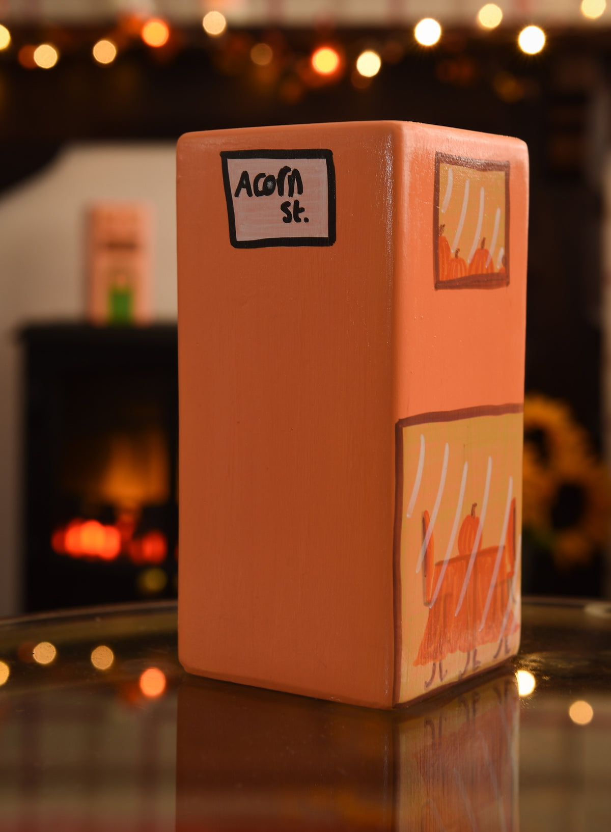 Autumn Pumpkin Spice Café Hand Painted Vase