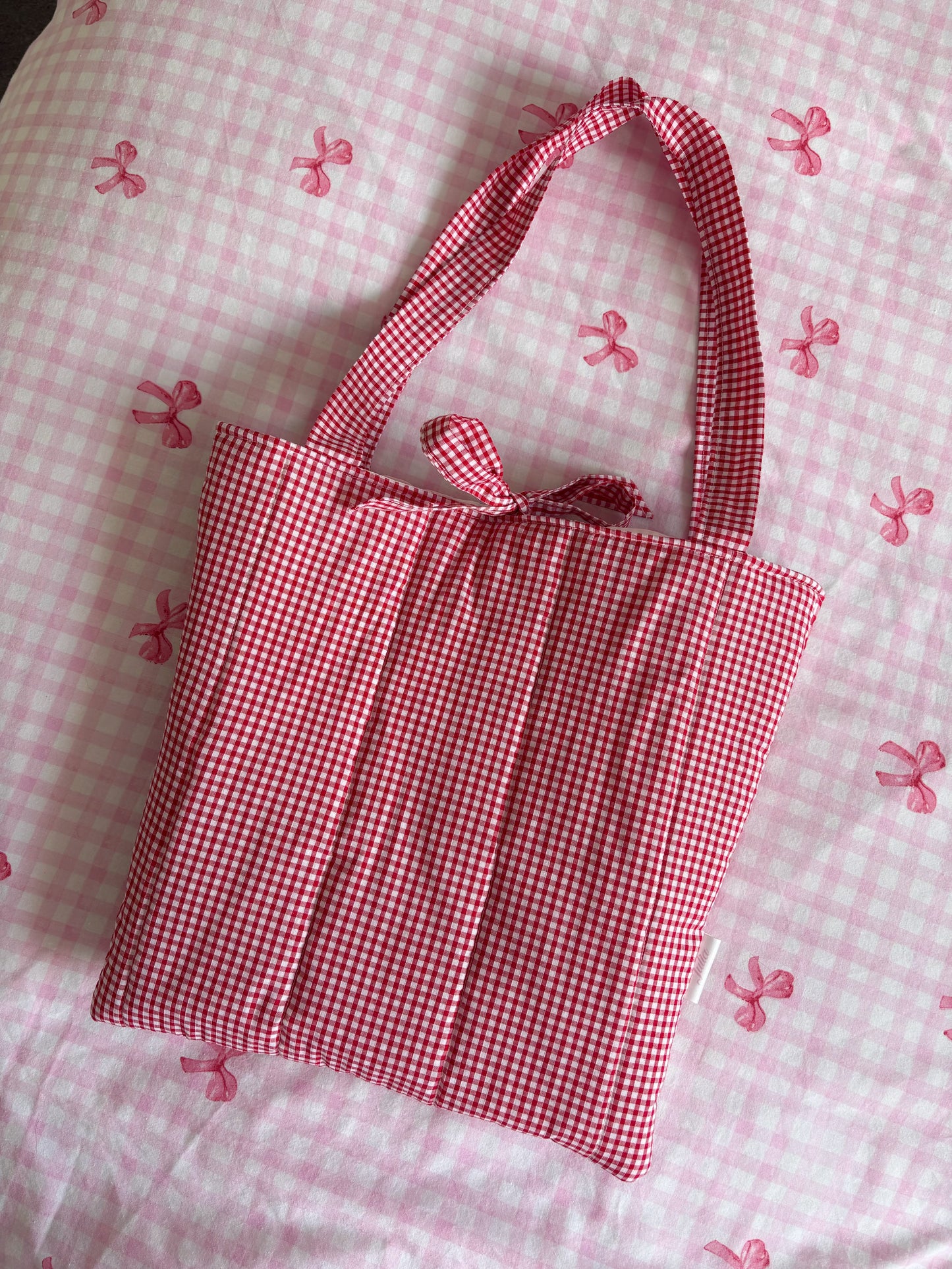 Floral Patchwork Quilted Tote Bag with Gingham