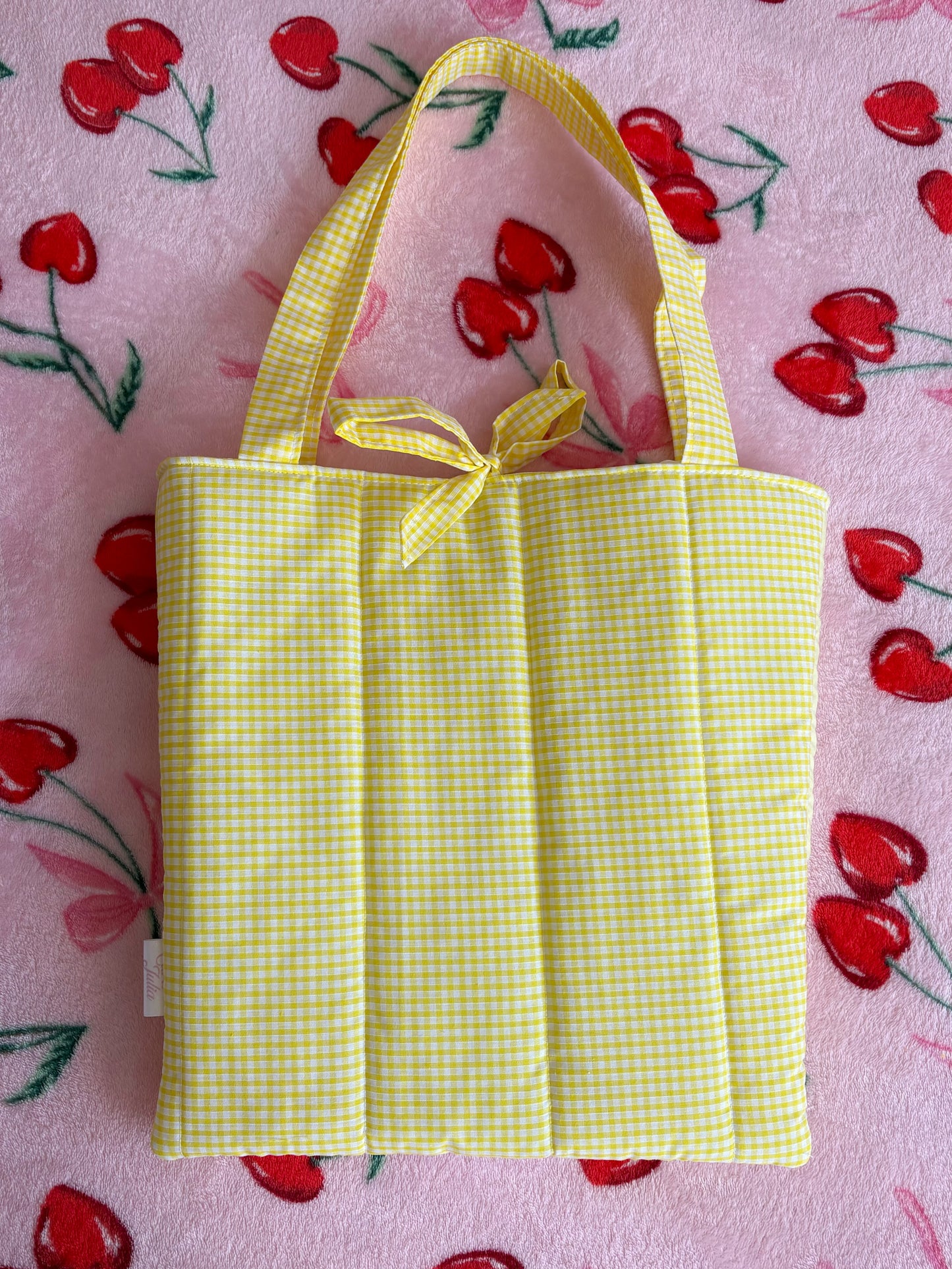 Floral Patchwork Quilted Tote Bag with Gingham