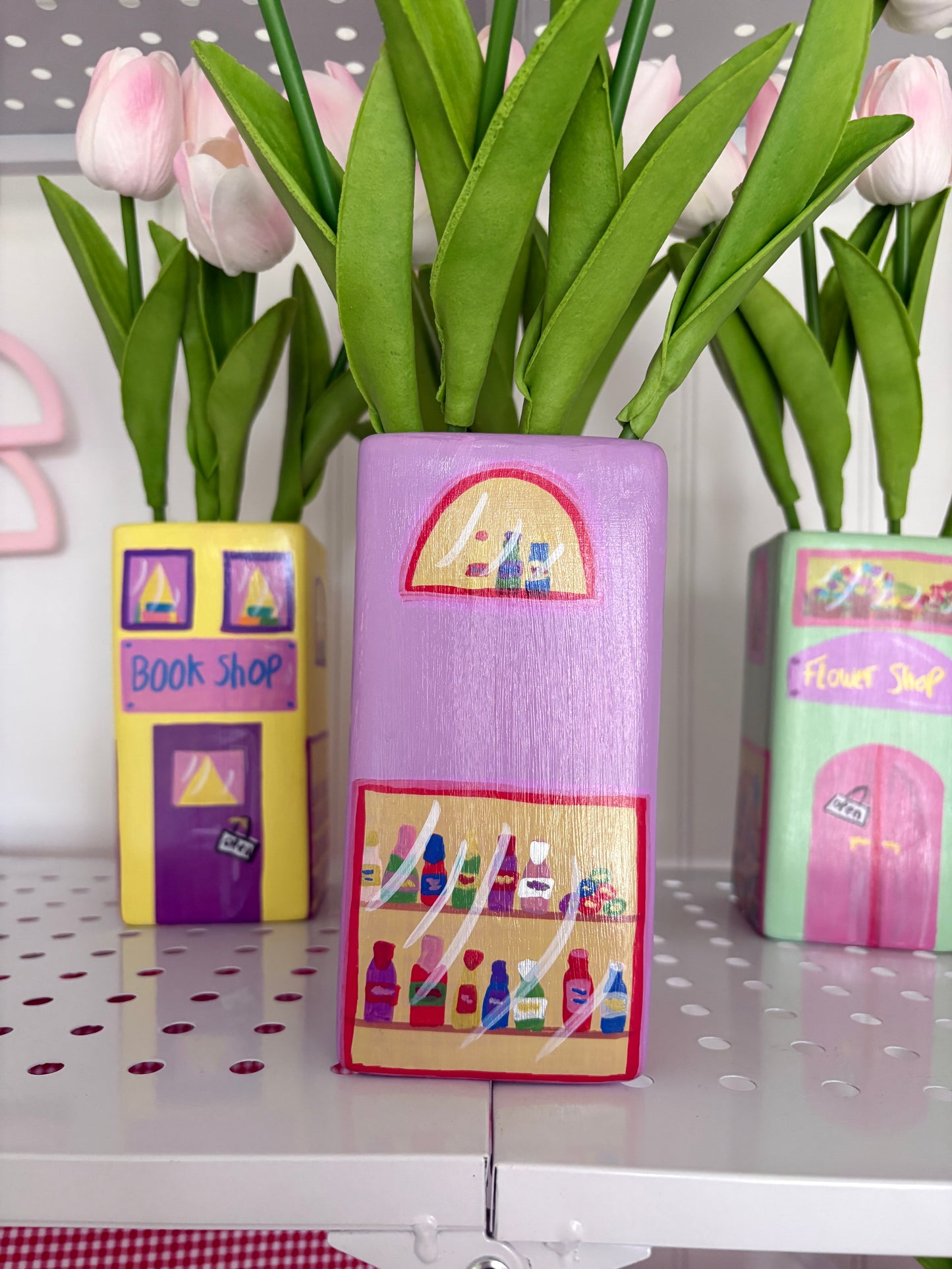 One of a Kind Lilac Purple Wine Bar Shop Hand Painted Vase