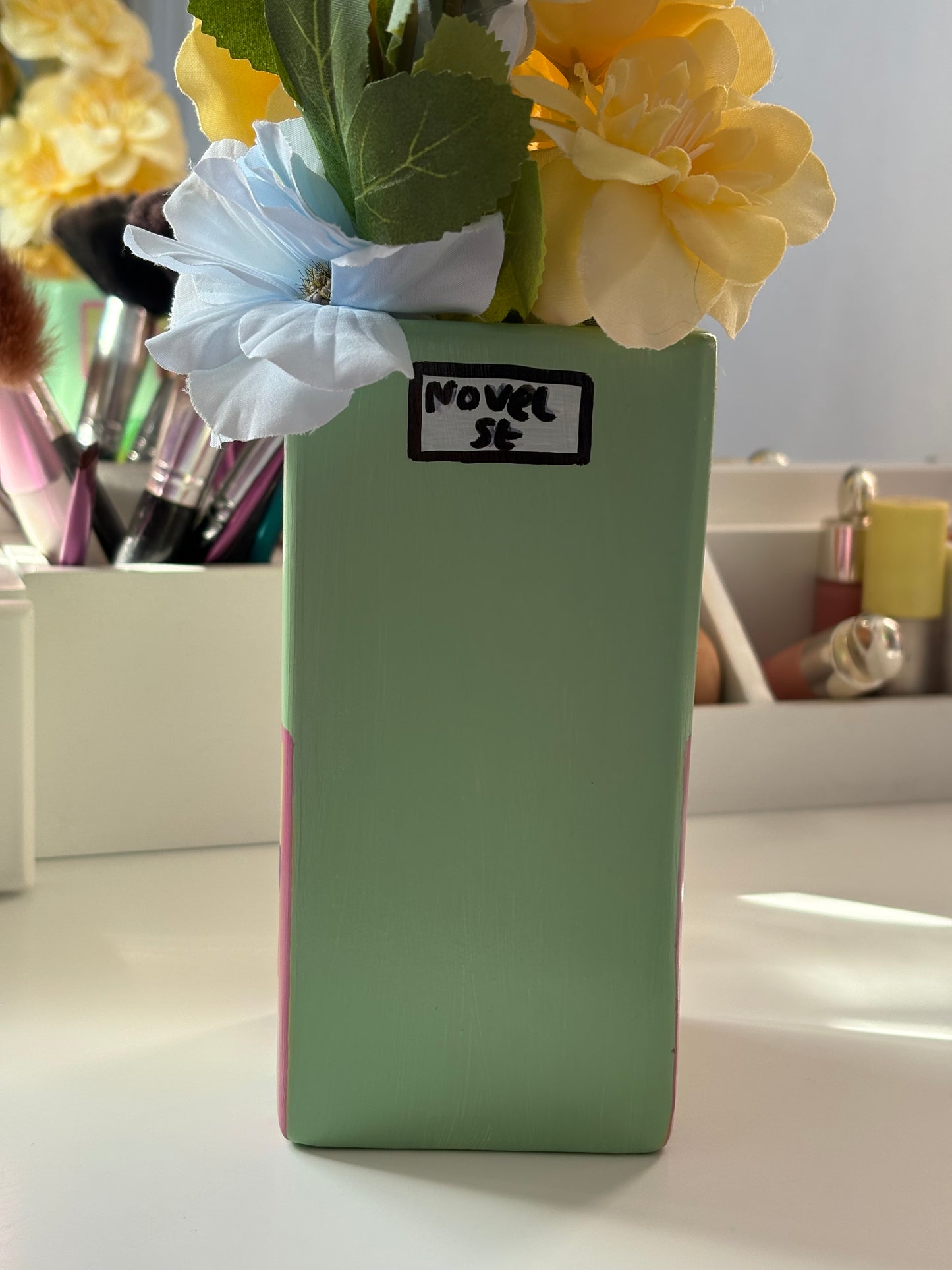 One of a Kind Green Book Shop Hand Painted Vase