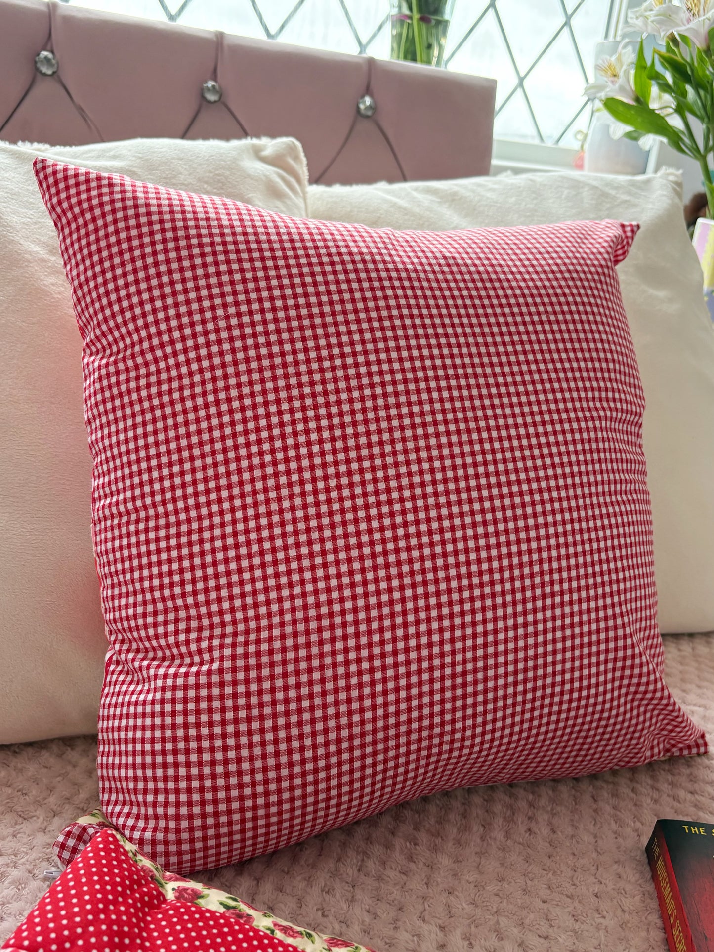 Handmade Heart Appliqué Patchwork Cushion