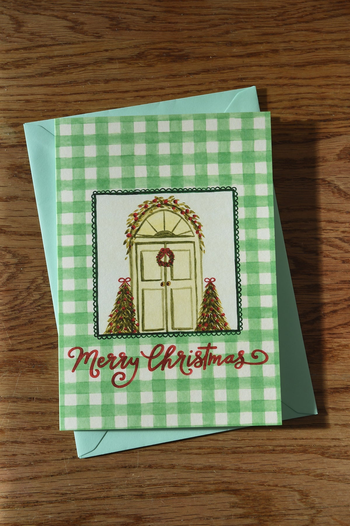 Set of four hand painted watercolour Christmas cards