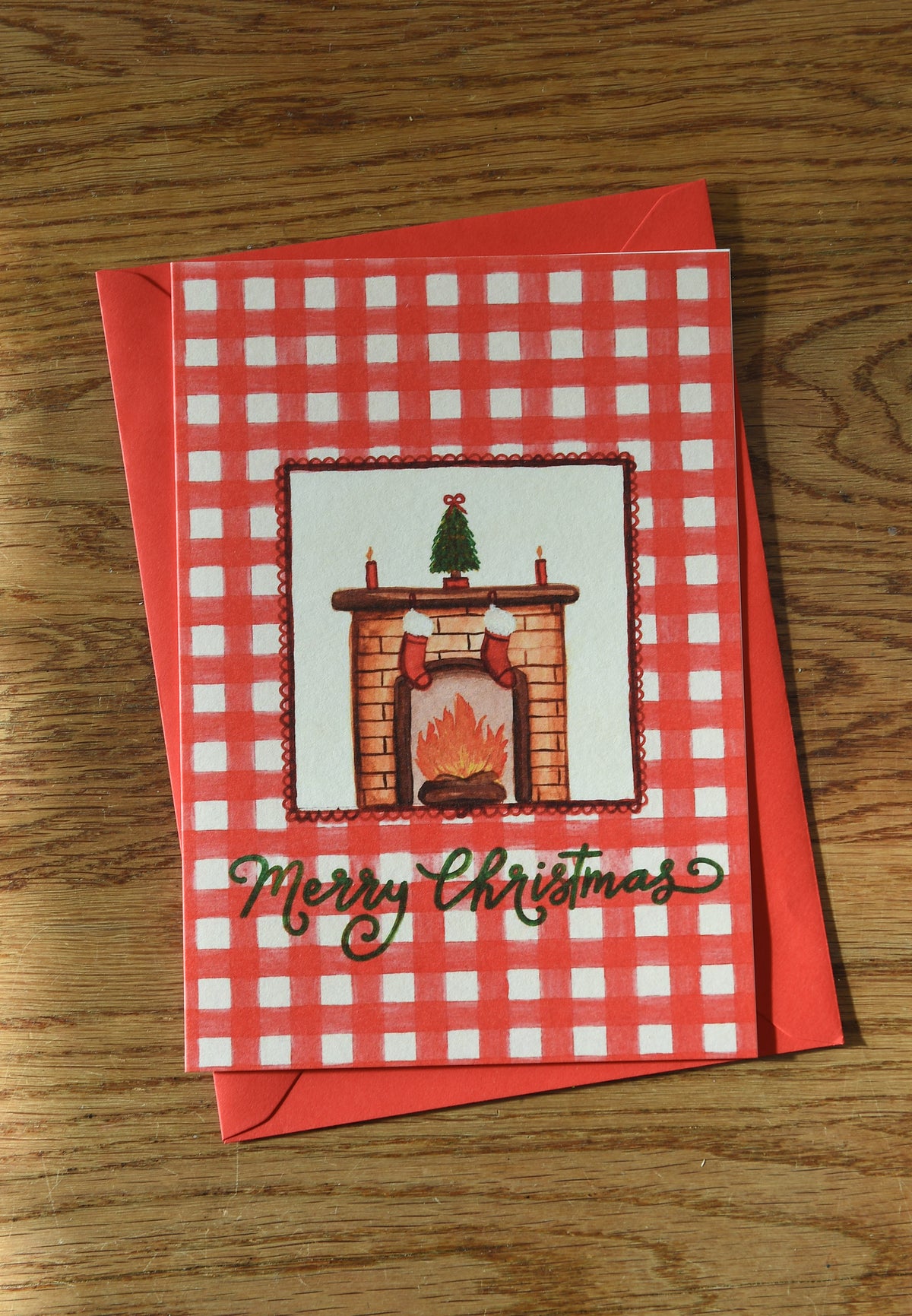 Set of four hand painted watercolour Christmas cards
