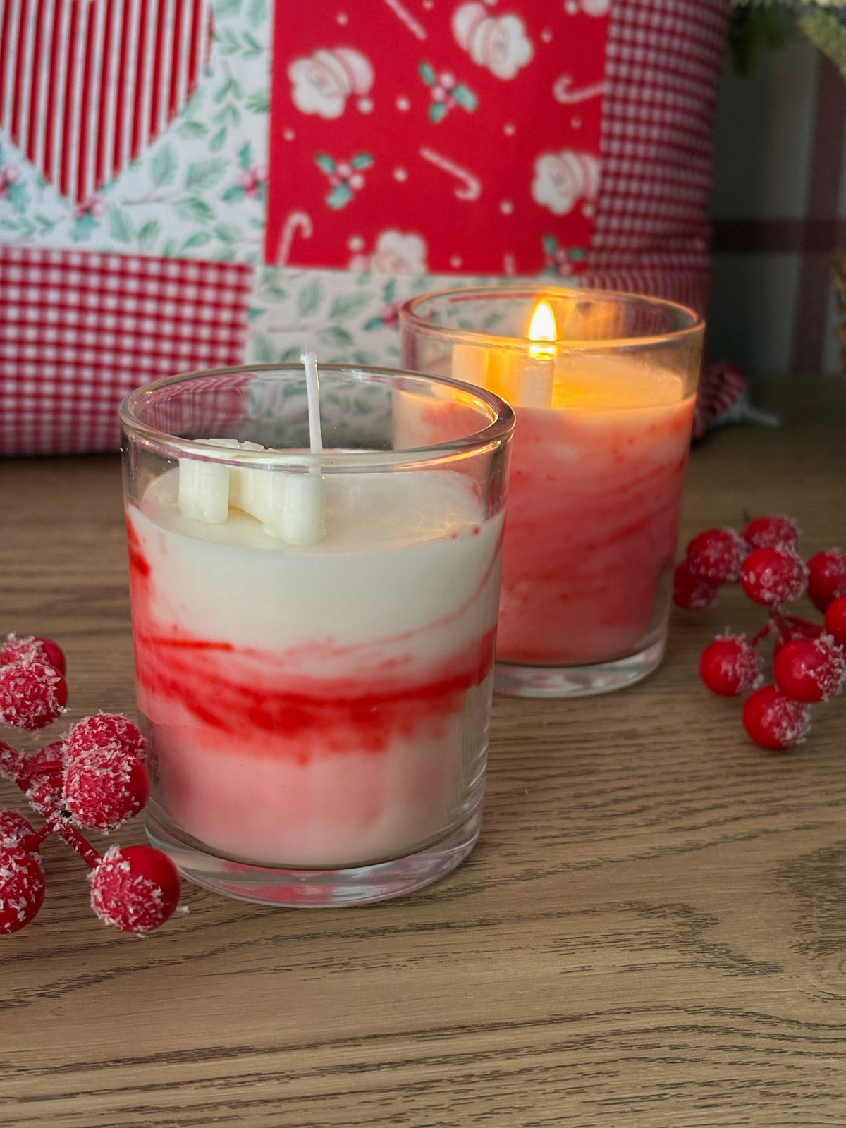 Peppermint swirl Christmas candle