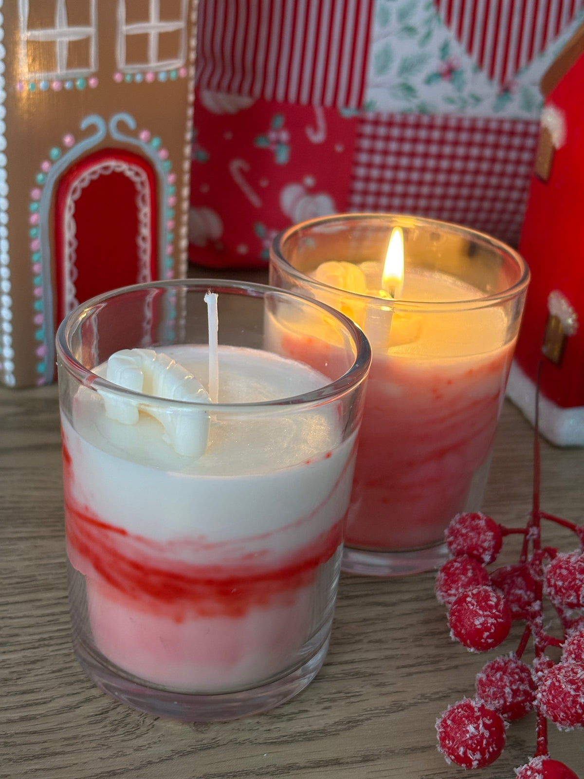 Peppermint swirl Christmas candle