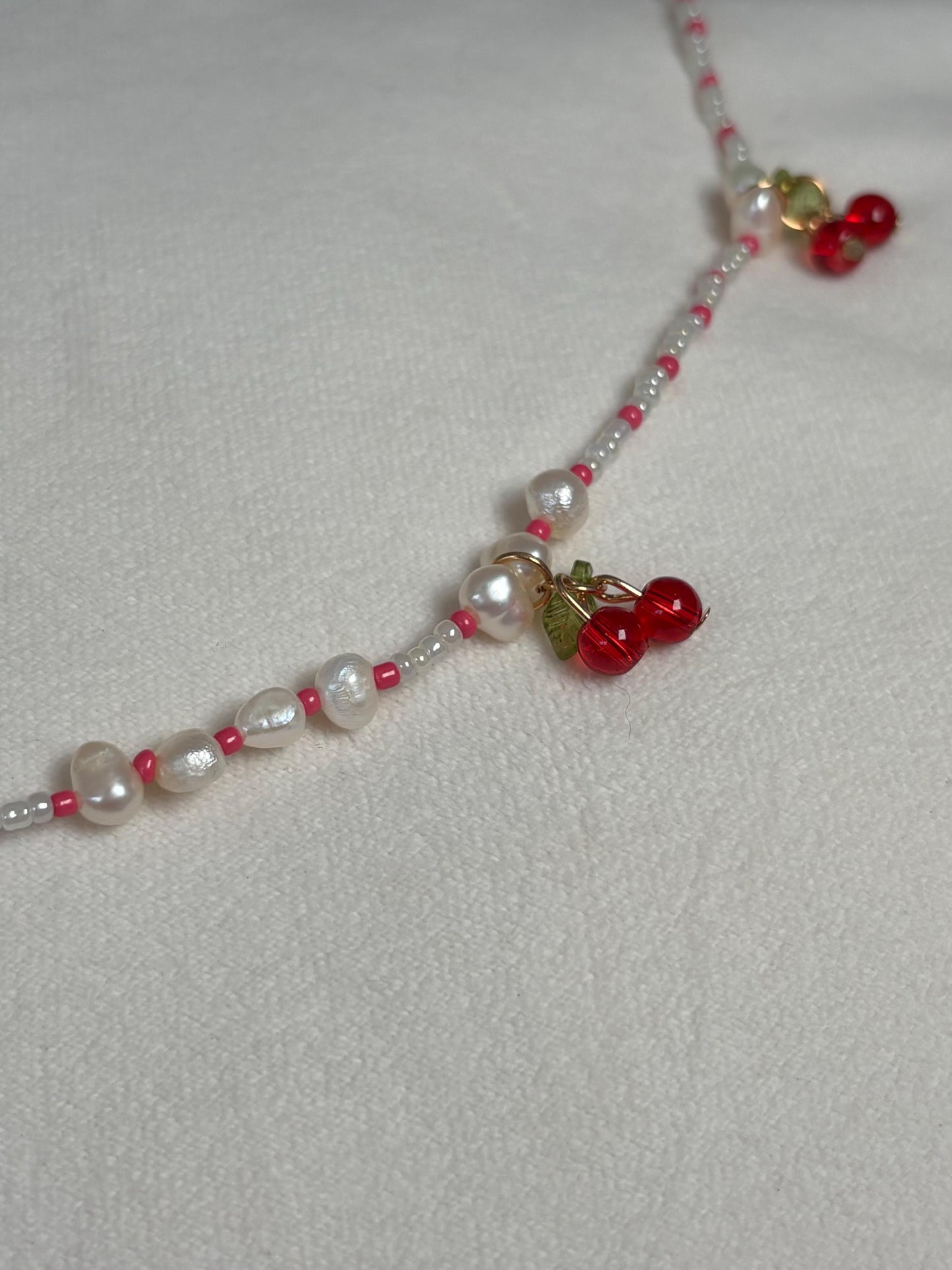 Cherry Red and White Pearl Waist Beads Waist Chain