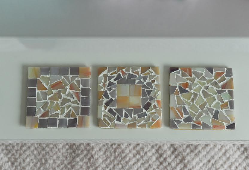 One of a Kind Set of Three Mosaic Coaster Tiles